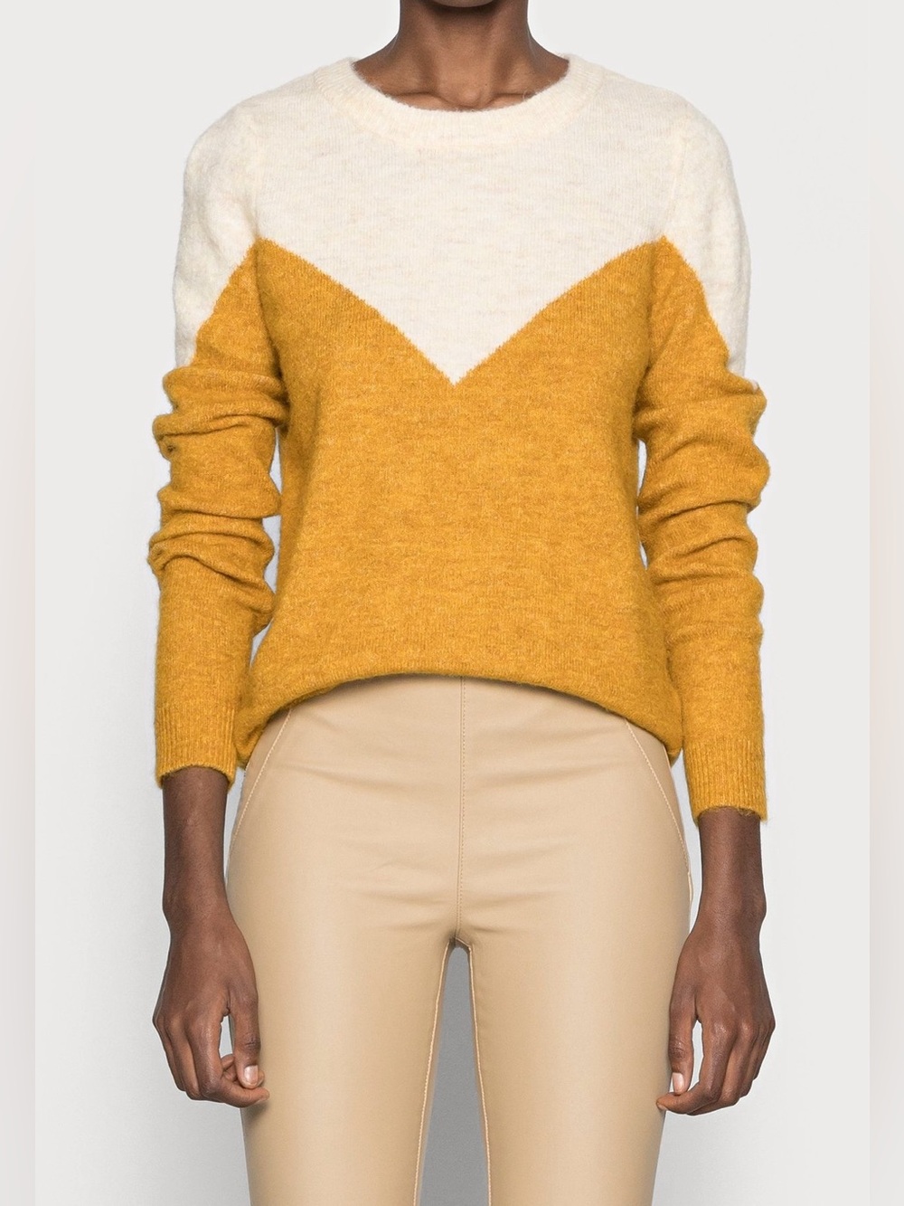 Vero Moda Wool Blend Colorblock Long Sleeve Crewneck Pullover Sweater Size M